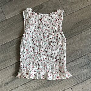 Chic Floral Sleeveless Blouse - White and Pink